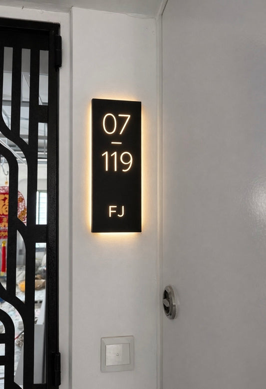 Custom backlit metal addres sign