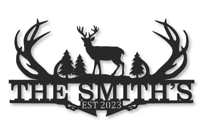 Custom 48 x 25" metal antler sign for Sara