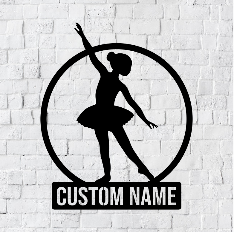 Personalized Ballerina LED Metal Art Sign / Light up Kids Room Metal Sign