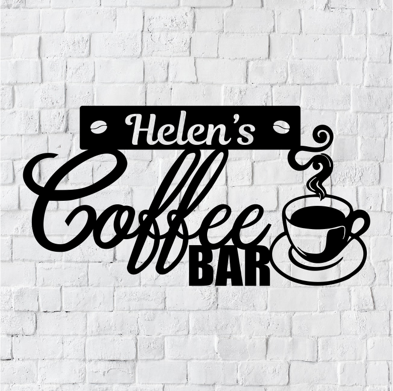 Personalized Coffee Bar LED Metal Sign / Light up Coffee Metal Sign