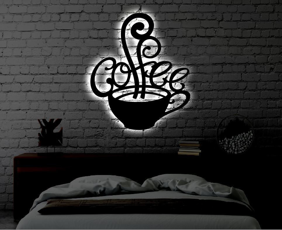 Coffee LED Metal Sign / Light up Coffee Cup Metal Sign