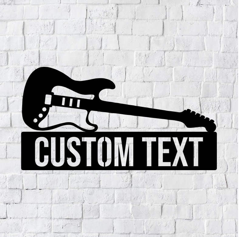 Personalized Guitar LED Metal Art Sign / Light up Guitar Metal Sign