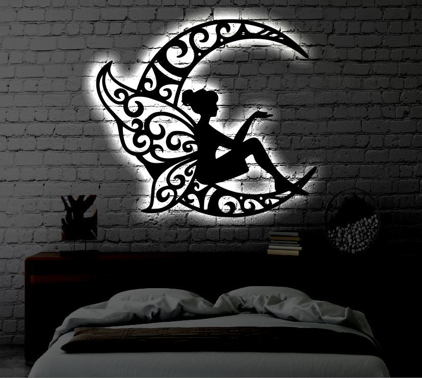 LED Fairy Metal Art Sign / Light up Fairy Metal Sign