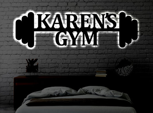 Personalized Gym LED Metal Art Sign / Light up Gym Metal Sign