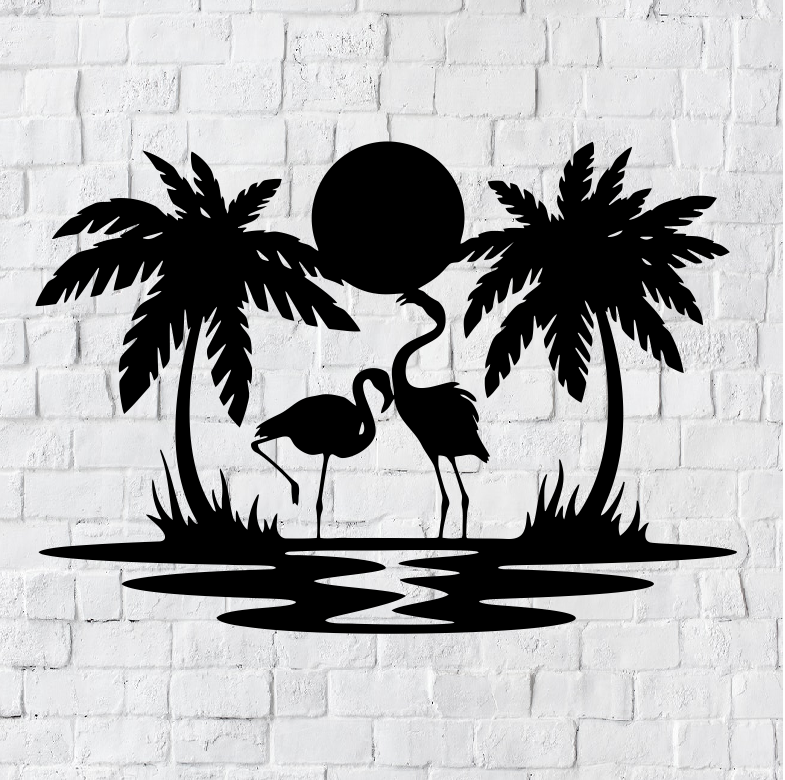 Flamingo LED Metal Art Sign / Light up Beach Metal Sign