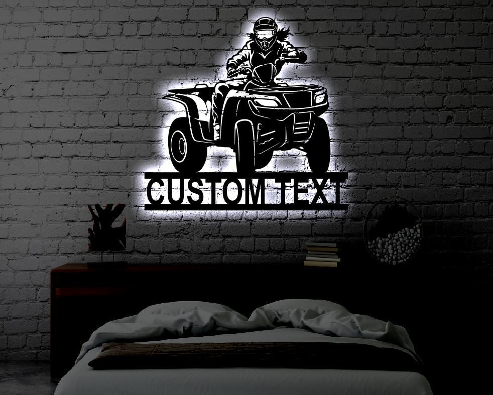 Personalized ATV LED Metal Art Sign / Light up ATV Four Wheeler Metal Sign