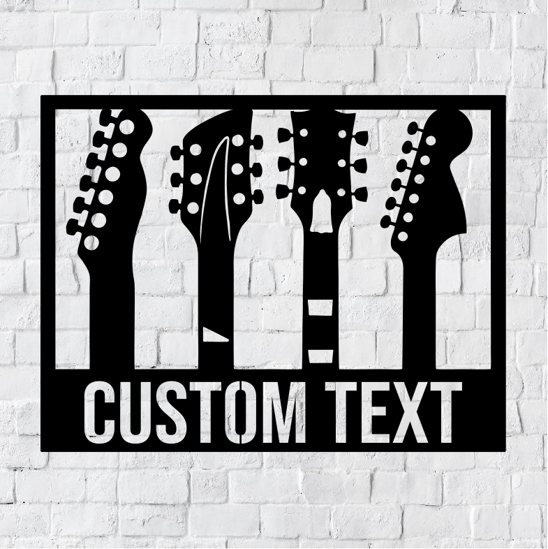 Personalized Guitar LED Metal Art Sign / Light up Guitar Metal Sign