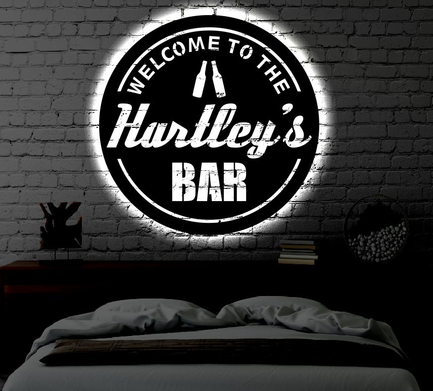 Personalized Bar LED Metal Art Sign / Light up Bar Metal Sign