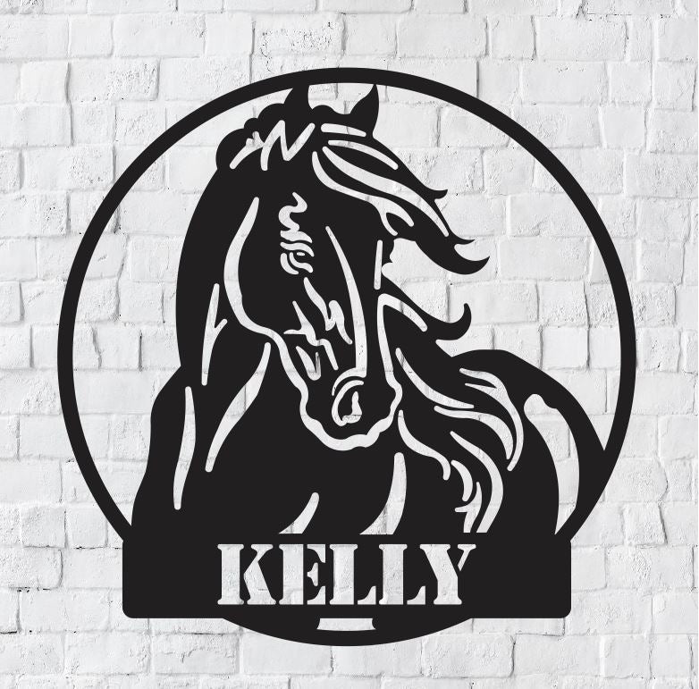 Personalized LED Horse Metal Sign | Light up Horse Wall Art