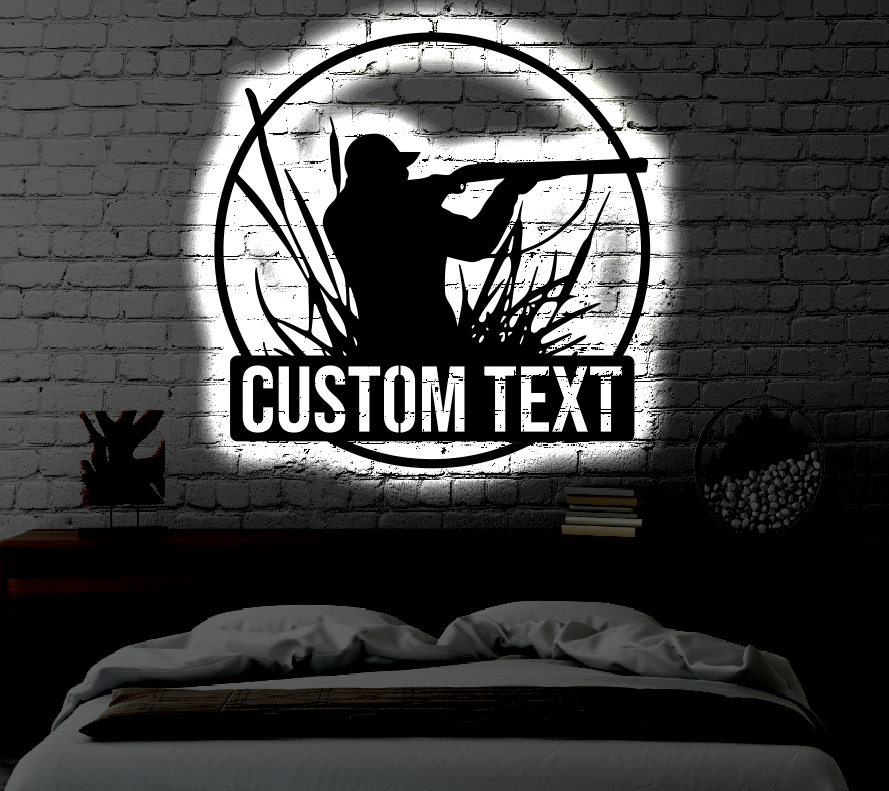 Personalized Hunter LED Metal Art Sign / Light up Hunting Metal Sign