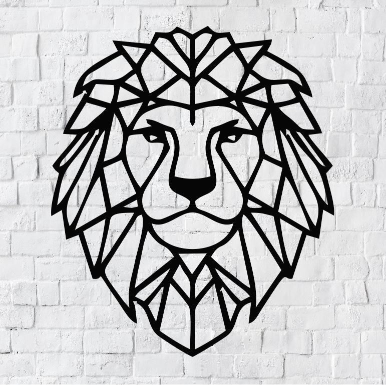 Geometric Lion LED Metal Art Sign / Light up Lion Metal Sign