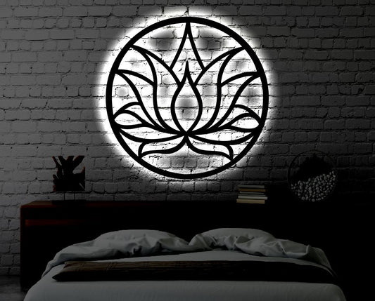 Lots Flower LED Metal Art Sign / Light up Lotus Metal Sign