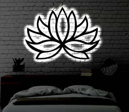 Lots Flower LED Metal Art Sign / Light up Lotus Metal Sign