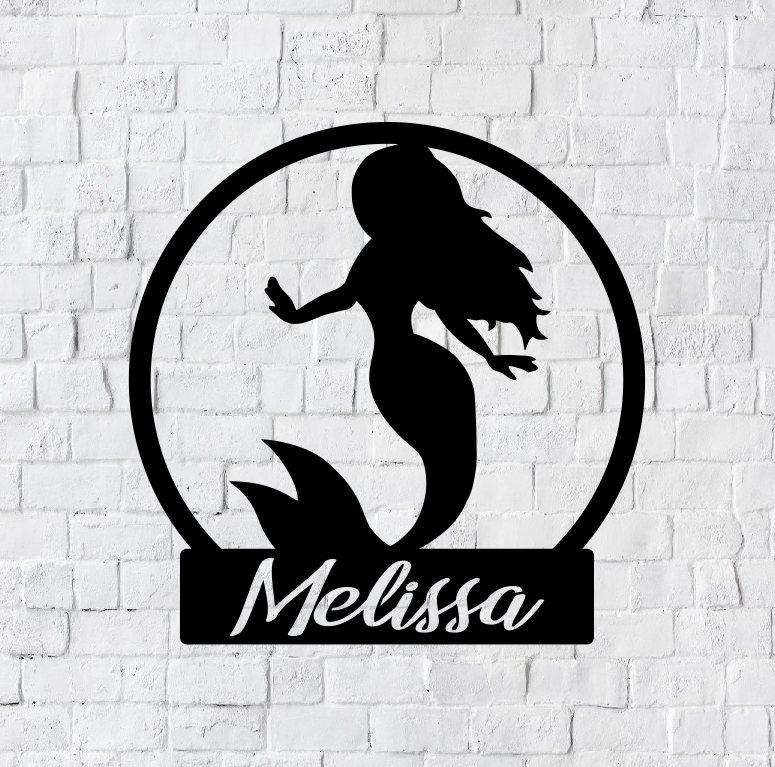 Personalized Mermaid LED Metal Art Sign / Light up Girls Room Mermaid Metal Sign