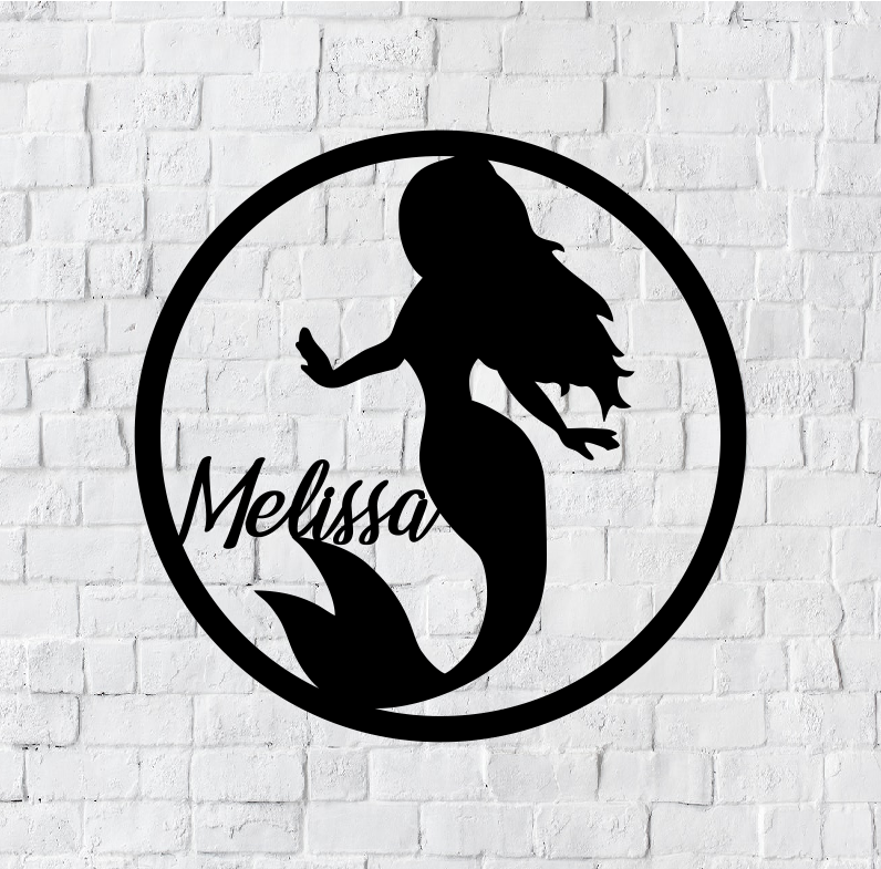 Personalized Mermaid LED Metal Art Sign / Light up Girls Room Mermaid Metal Sign