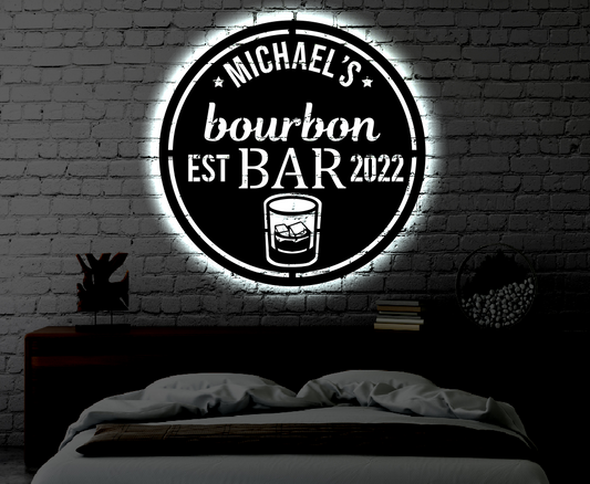 Personalized Bar LED Metal Art Sign / Light up Bar Metal Sign