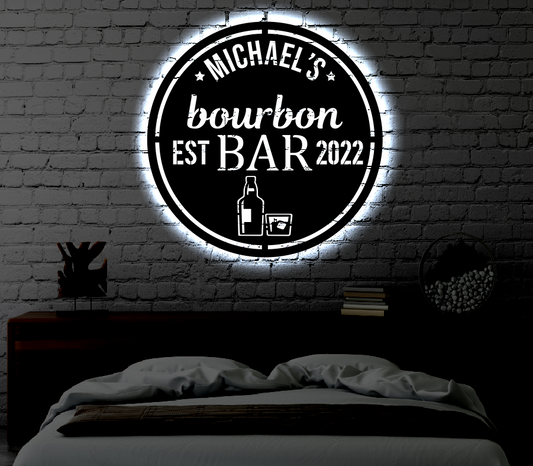 Personalized Bar LED Metal Art Sign / Light up Bar Metal Sign