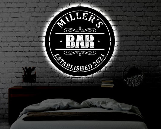 Personalized Bar LED Metal Art Sign / Light up LED Bar Metal Sign