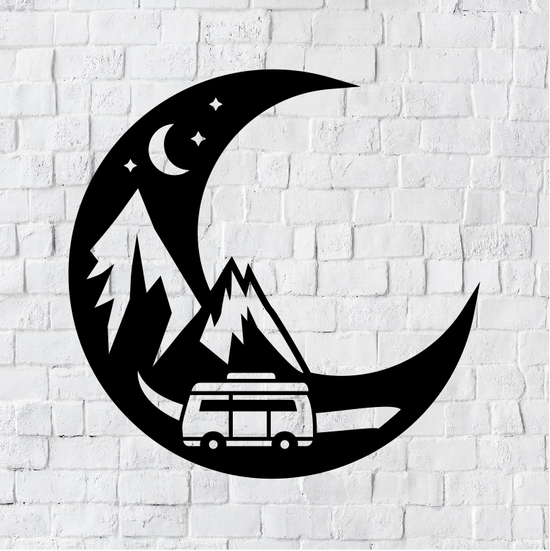 Moon LED Metal Art Sign / Light up Camper Metal Sign