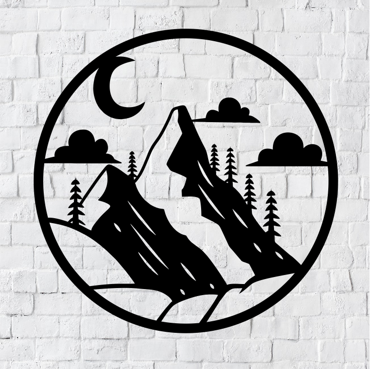 LED Mountain Metal Art Sign / Light up Mountain Metal Sign