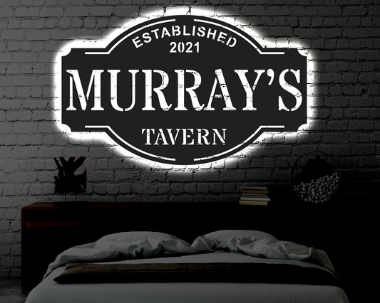 Personalized Bar LED Metal Art Sign / Light up Tavern Metal Sign