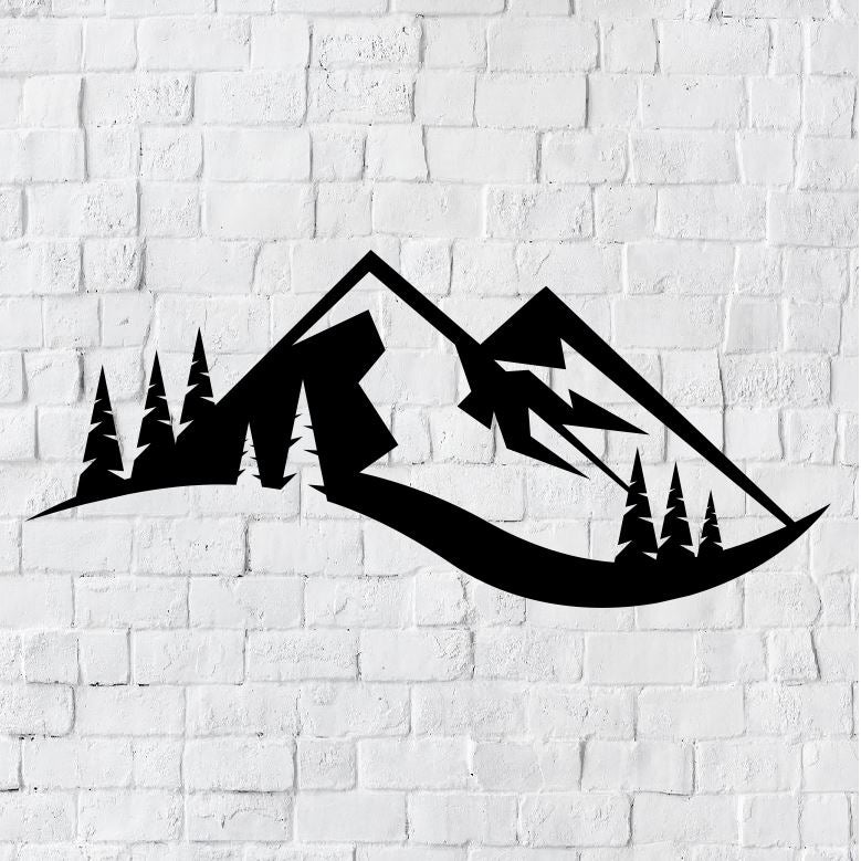 Mountain LED Metal Art Sign / Light up Mountain Metal Sign