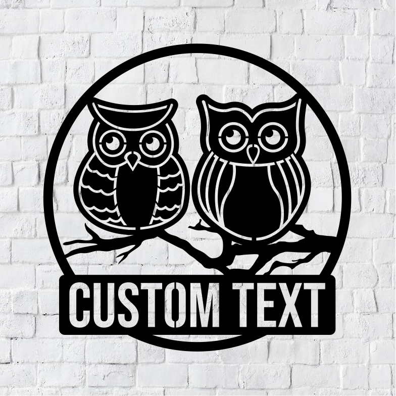 Personalized LED Owl Metal Art Sign / Light up Owl Metal Sign