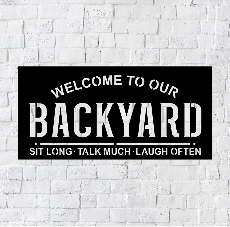 LED Backyard Metal Art Sign / Light up Backyard Metal Sign