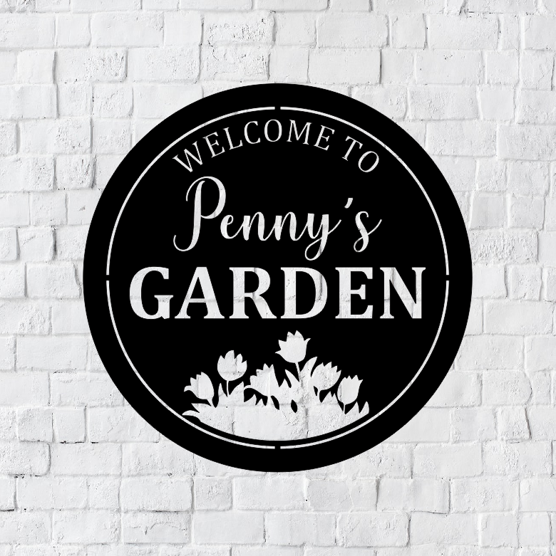 Personalized Garden LED Metal Art Sign / Light up Garden Metal Sign