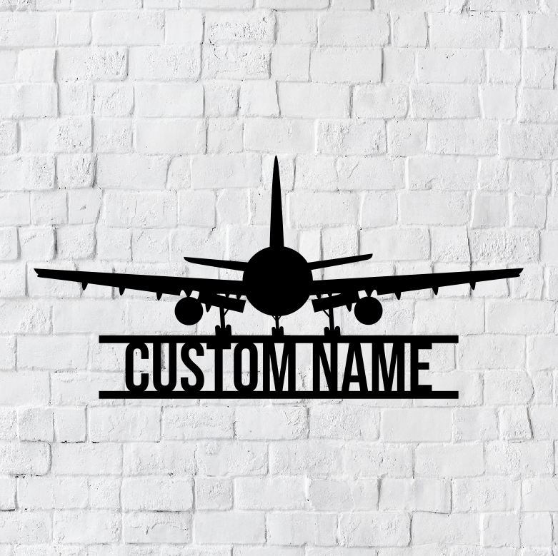 Personalized LED Airplane Metal Art Sign / Light up Plane Metal Sign