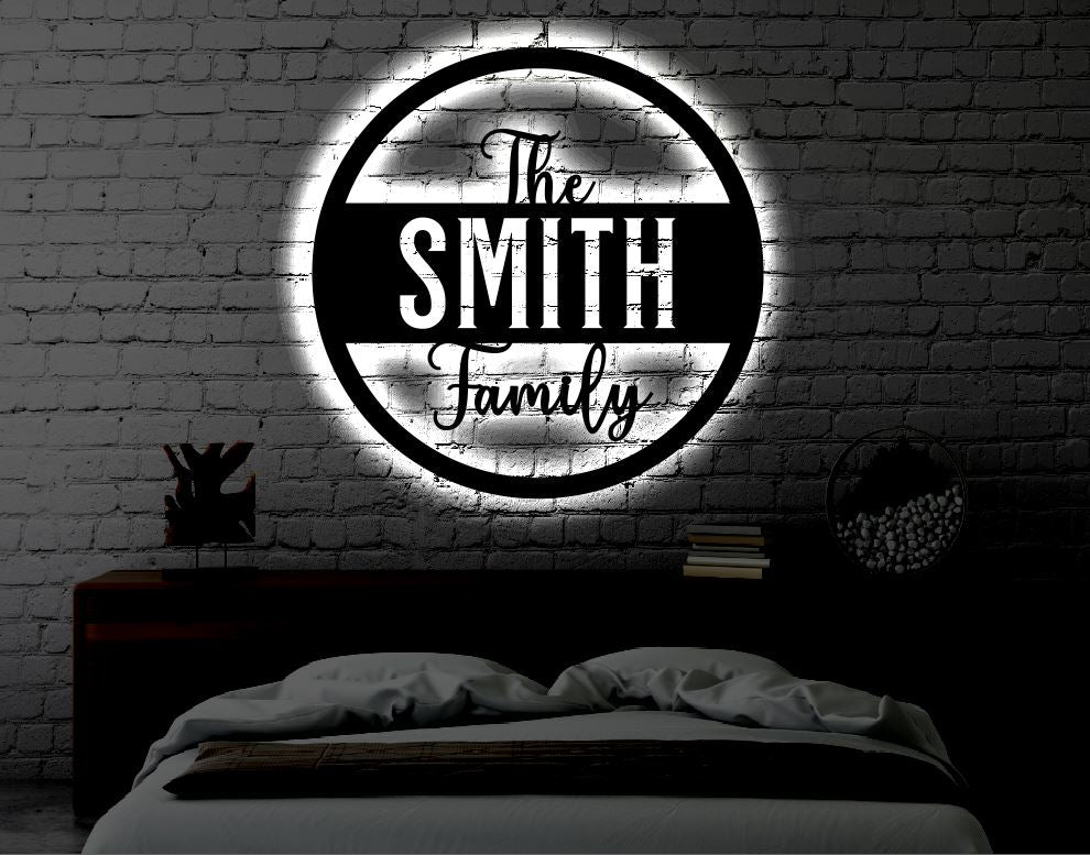 Monograms Led Personalized LED Monogram Metal Art Sign / Light up Monogram Metal Sig ...