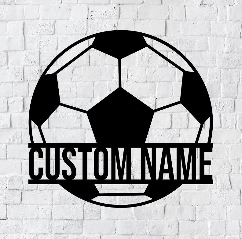 Personalized Soccer LED Metal Art Sign / Light up Kids Room Soccer Metal Sign