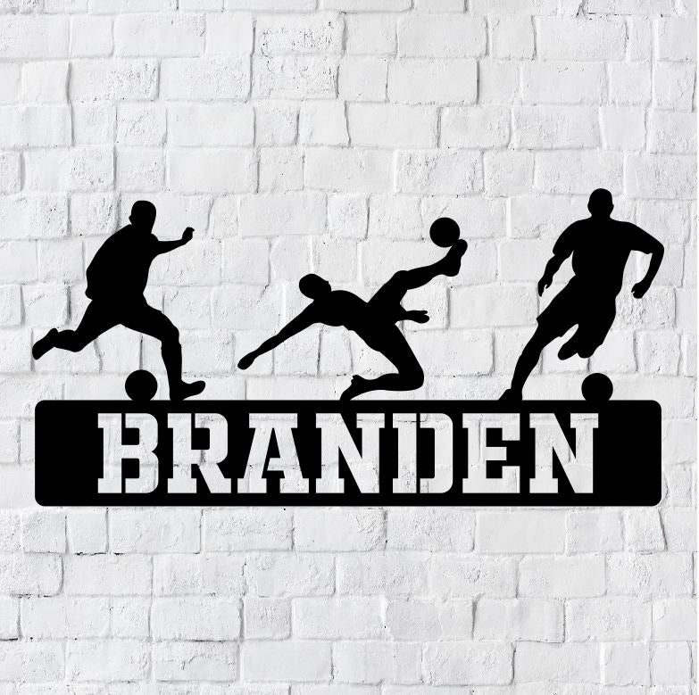 Personalized Soccer LED Metal Art Sign / Light up Kids Room Soccer Metal Sign