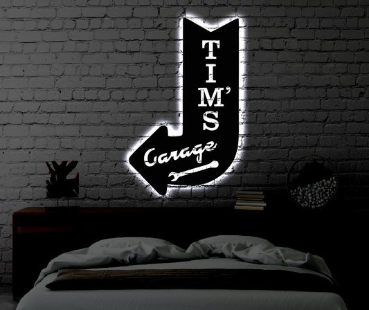 LED Garage Metal Sign | Light up Home Garage Wall Art