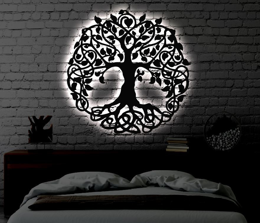 Tree of Life LED Metal Art Sign / Light up Tree of Life Metal Sign