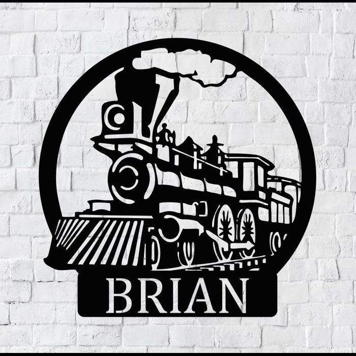 Personalized LED Train Name Metal Sign | Light up Wall Art Housewarming Gift | Door Hanger