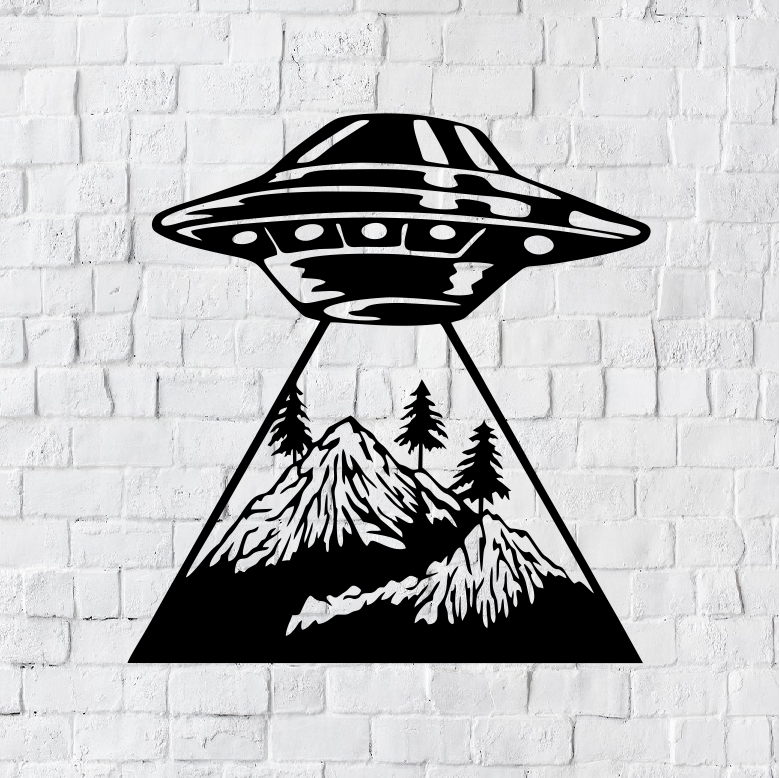 LED UFO Metal Art Sign / Light up Alien Metal Sign