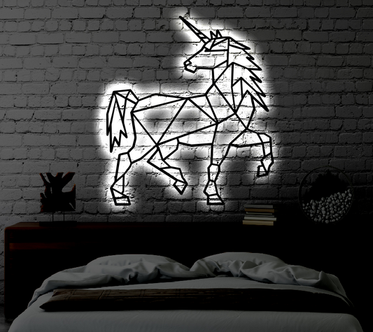 Geometric Unicorn LED Metal Art Sign / Light up Unicorn Metal Sign